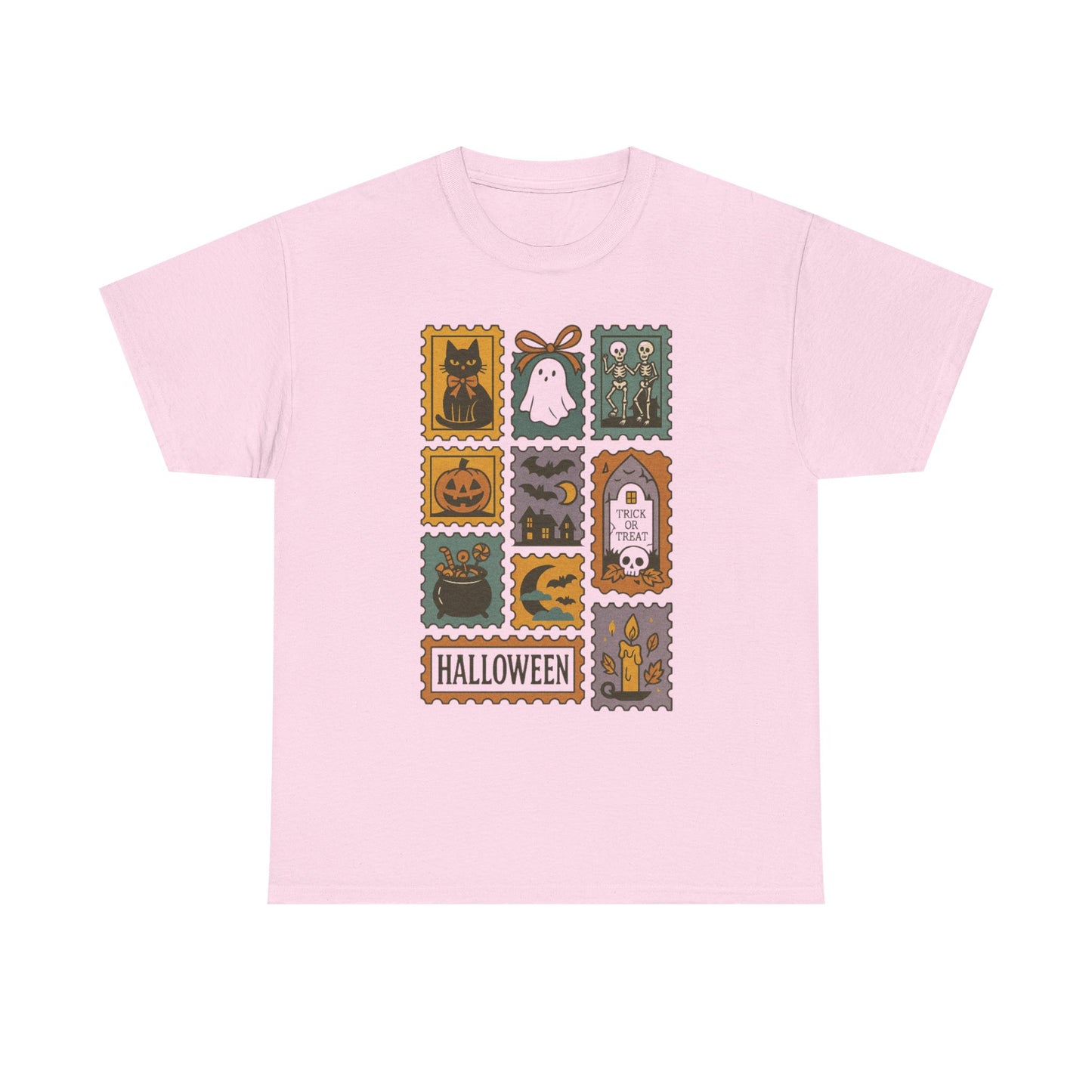 Halloween Ghost Pumpkin Cat Shirt, Cute Ghost Shirt, Retro Ghost Tee, Unisex Heavy Cotton Tee, Halloween Shirt, Fall Spooky Cat shirt