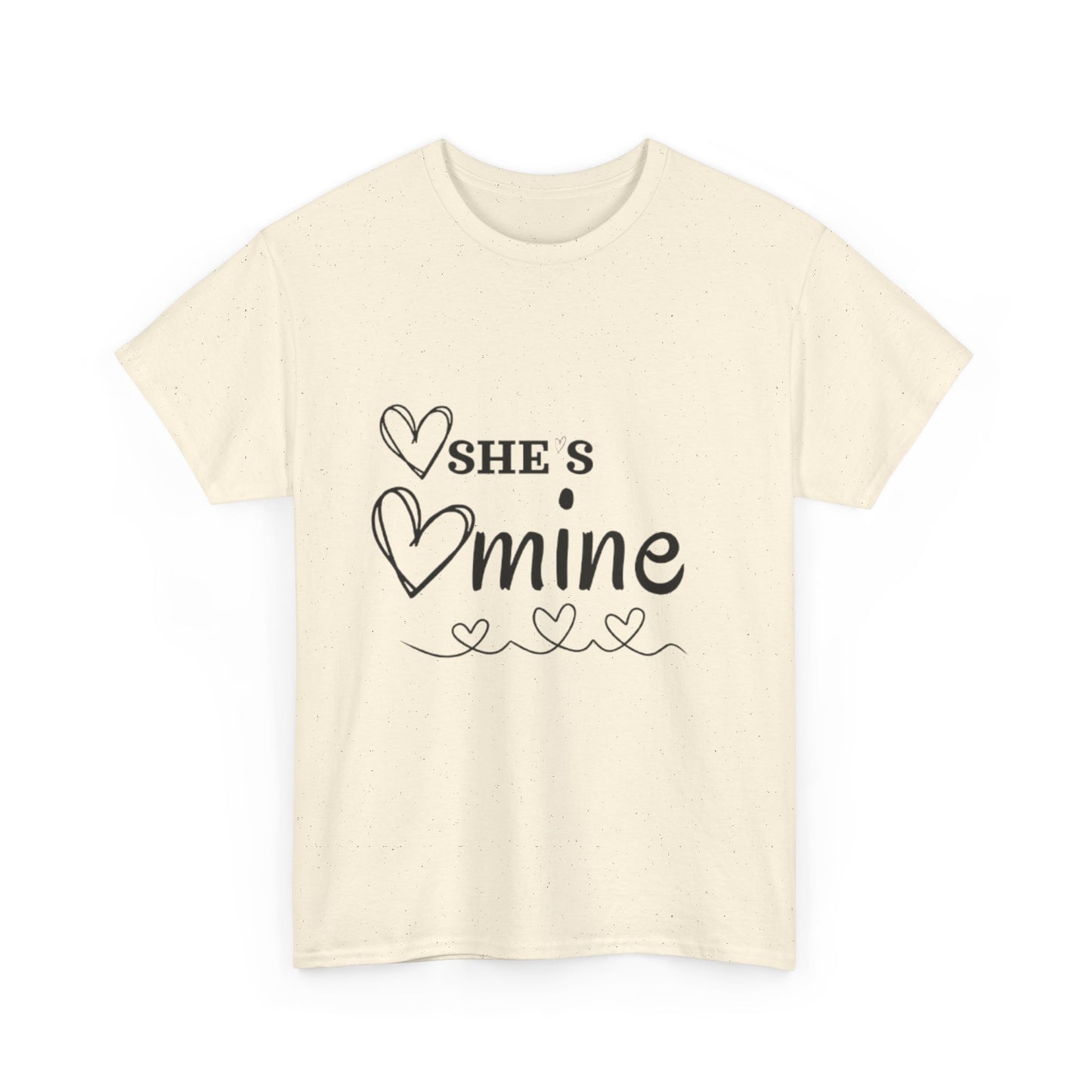 She is Mine T-Shirt, Cute Couples Shirt, Relationship Gift, Love Tees, Valentines Day Apparel, Gift For Him, Unisex Heavy Cotton Tee