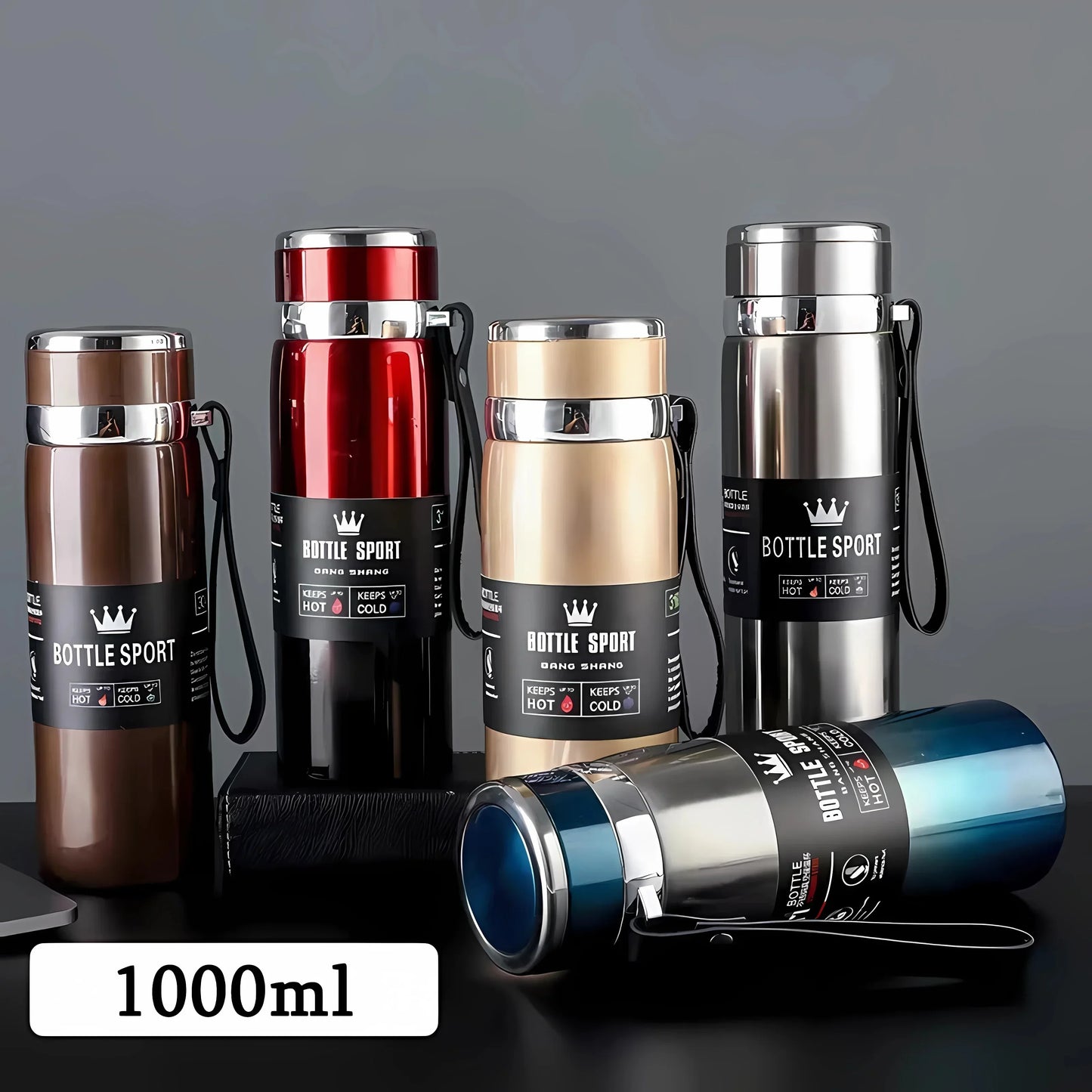 Thermal Water Bottle Keep Cold and Hot Water Bottle Thermos for Water Tea Coffee Vacuum Flasks Stainless Steel Thermos Bottle, 1L Stainless Steel Thermal Water Bottle – Vacuum Insulated Thermos Flask | Keep Drinks Hot & Col