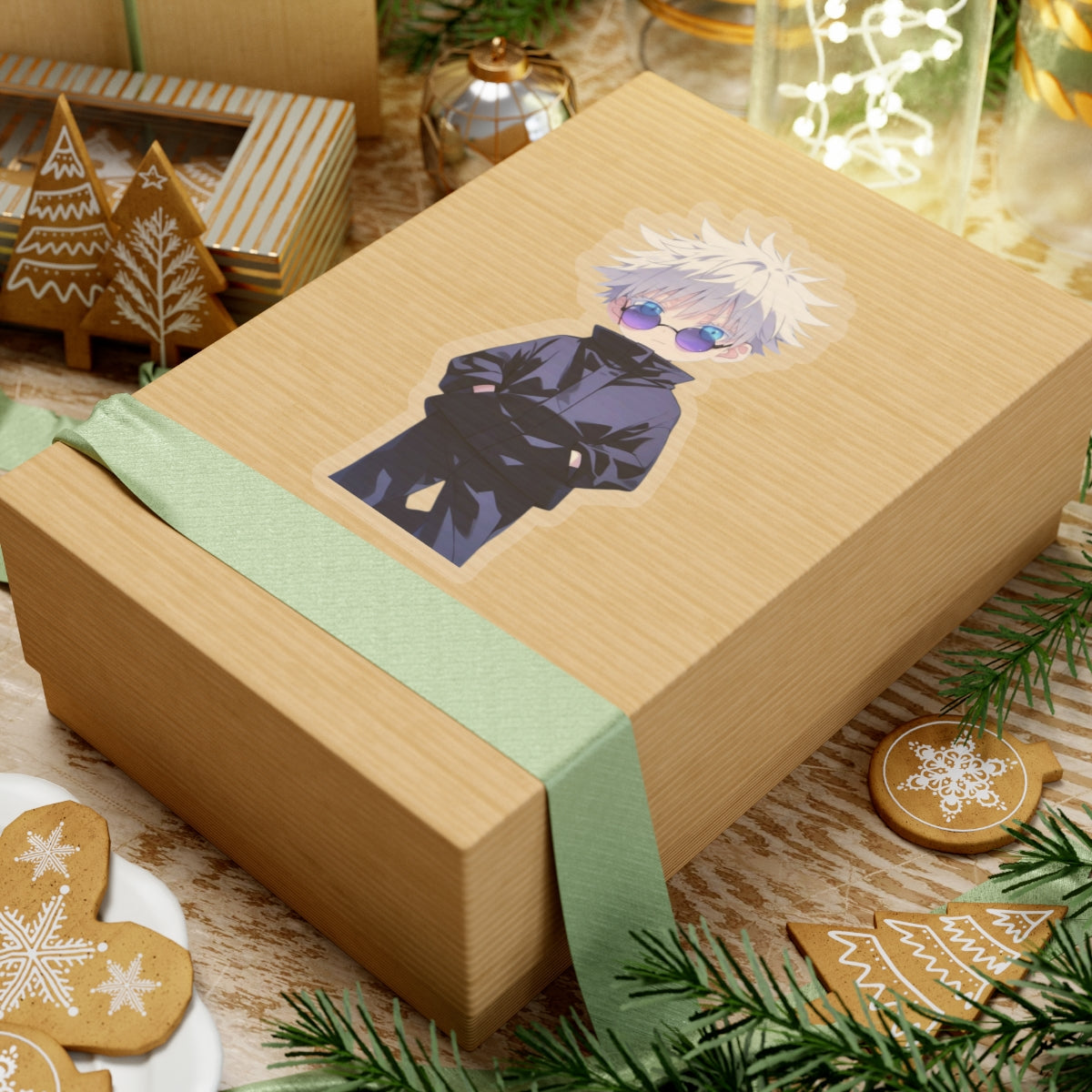 Chibi Gojo Satoru Kiss-Cut Stickers, Jujutsu Kaisen Anime Cute Art for Laptop and Water Bottle, Aesthetic Decor for Gifts