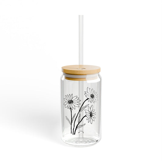 Botanical Custom Engagement Gift, Bridal Shower Gift, Couple Gift, Gift for Her, Floral Sipper Glass, Weddings, Gift for Flower Lovers