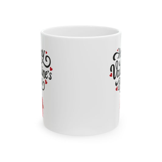 Valentine's Day Ceramic Mug, Cute Gift for Lovers, 11oz & 15oz Sizes, Coffee Cup, Romantic Present for Couples