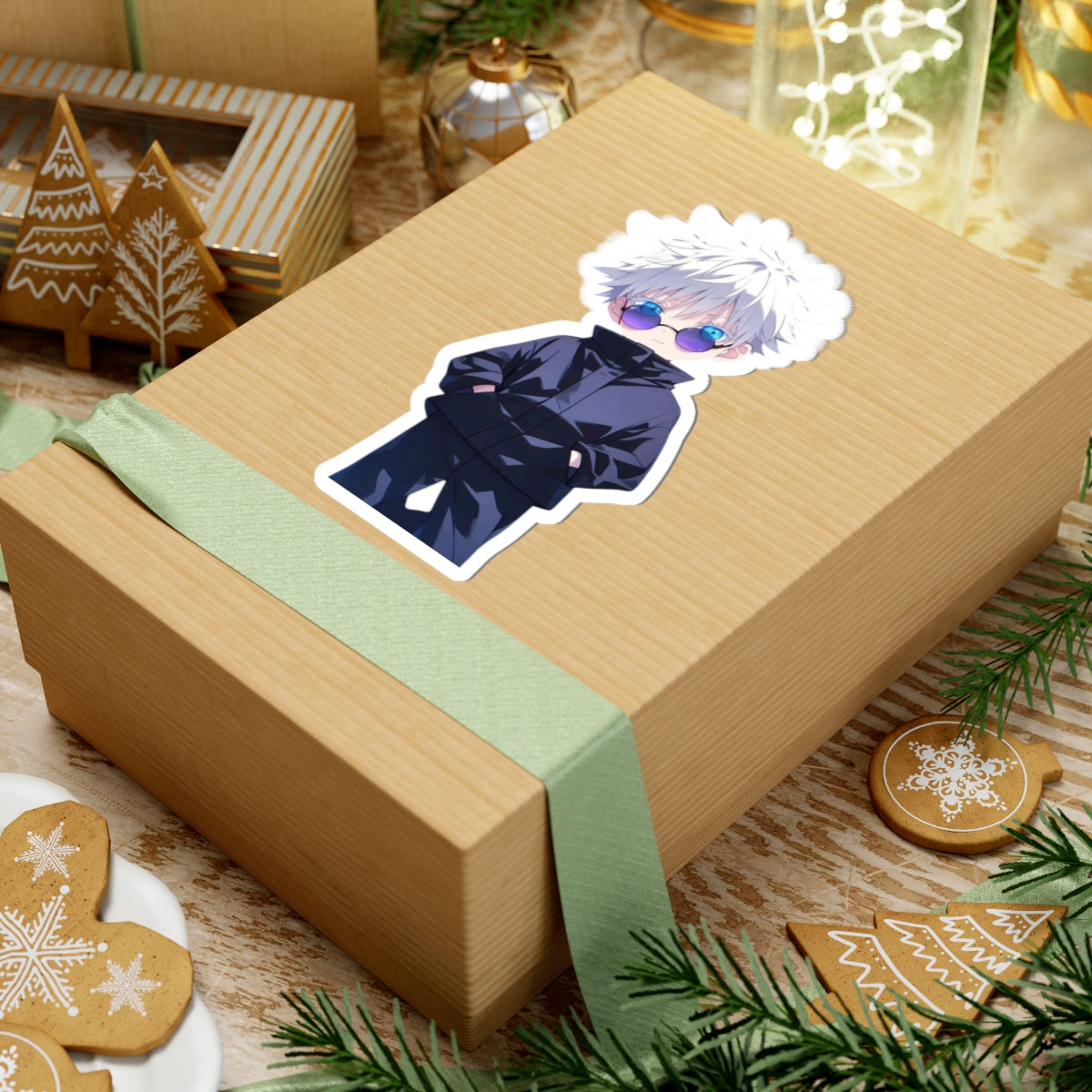 Chibi Gojo Satoru Kiss-Cut Stickers, Jujutsu Kaisen Anime Cute Art for Laptop and Water Bottle, Aesthetic Decor for Gifts
