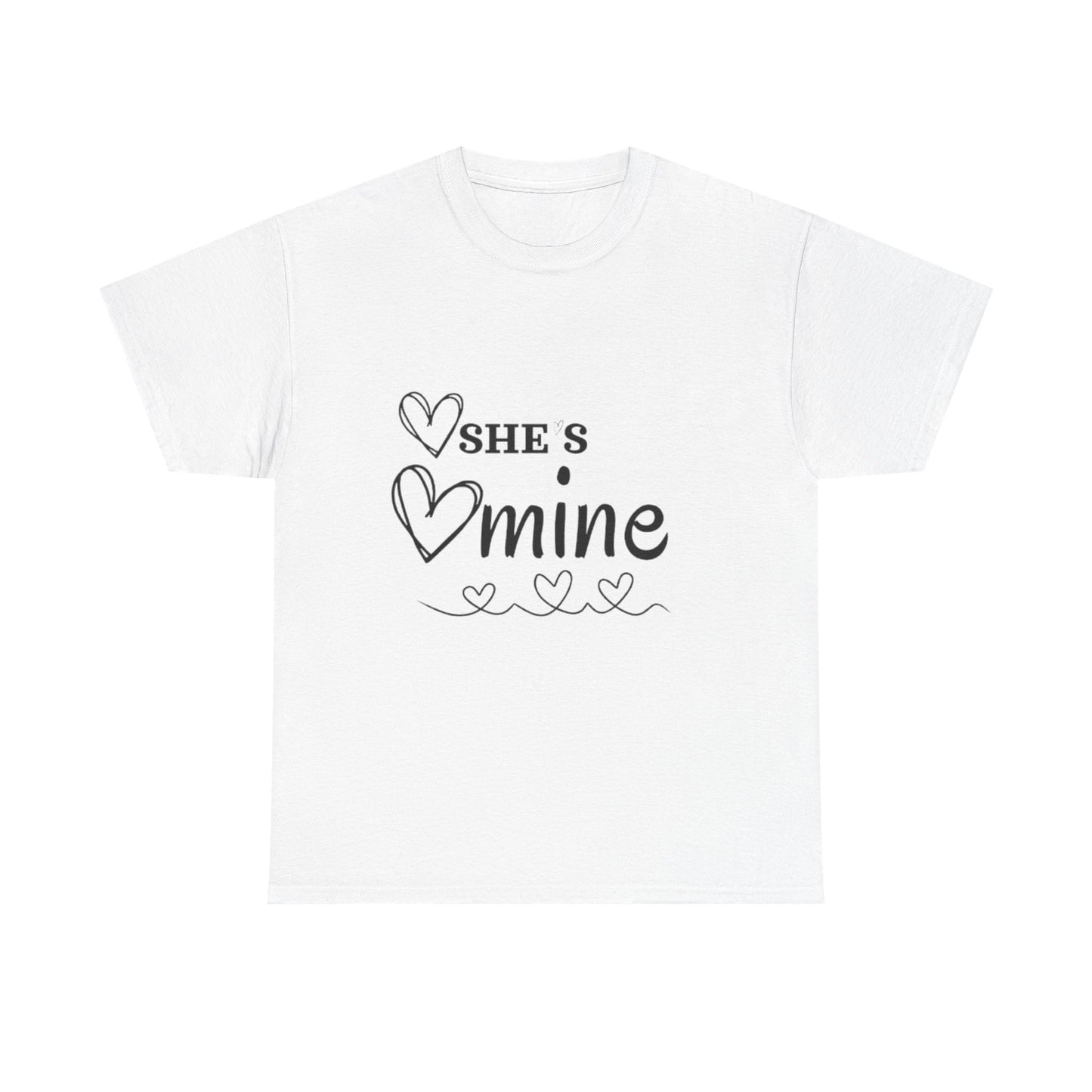She is Mine T-Shirt, Cute Couples Shirt, Relationship Gift, Love Tees, Valentines Day Apparel, Gift For Him, Unisex Heavy Cotton Tee