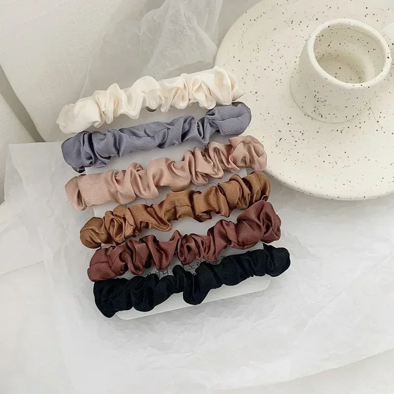6/12 PCS Satin Hair Ties for Women – Soft Elastic Headbands | Elegant Silk-Like Scrunchies | Gentle Ponytail Holders, 6/12 PCS Elegant women's headband, rubber band, elastic band, softer than silk hair | Satin headband |
