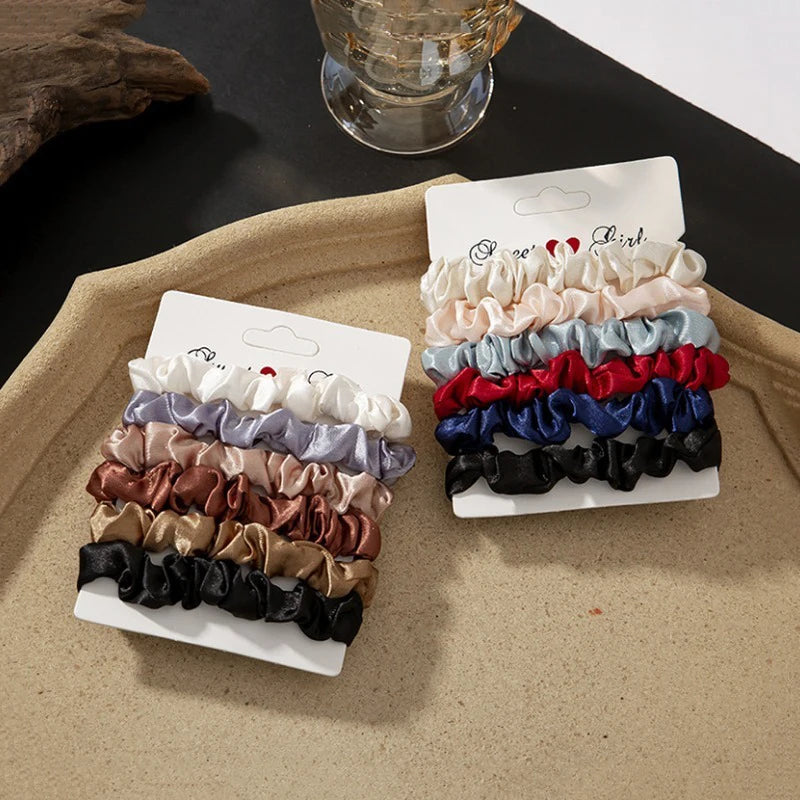6/12 PCS Satin Hair Ties for Women – Soft Elastic Headbands | Elegant Silk-Like Scrunchies | Gentle Ponytail Holders, 6/12 PCS Elegant women's headband, rubber band, elastic band, softer than silk hair | Satin headband |