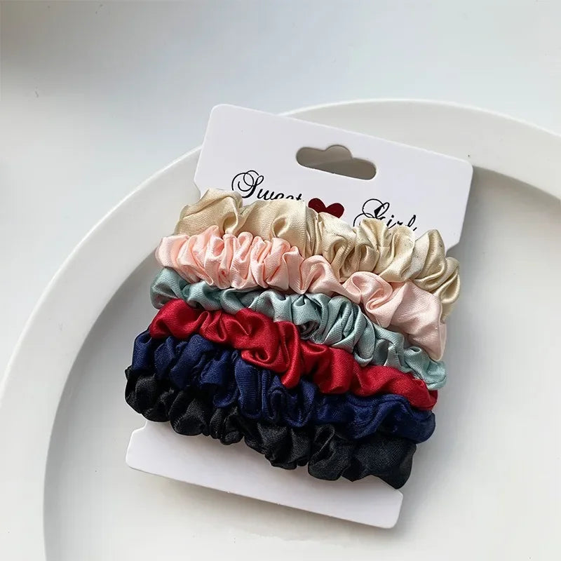 6/12 PCS Satin Hair Ties for Women – Soft Elastic Headbands | Elegant Silk-Like Scrunchies | Gentle Ponytail Holders, 6/12 PCS Elegant women's headband, rubber band, elastic band, softer than silk hair | Satin headband |