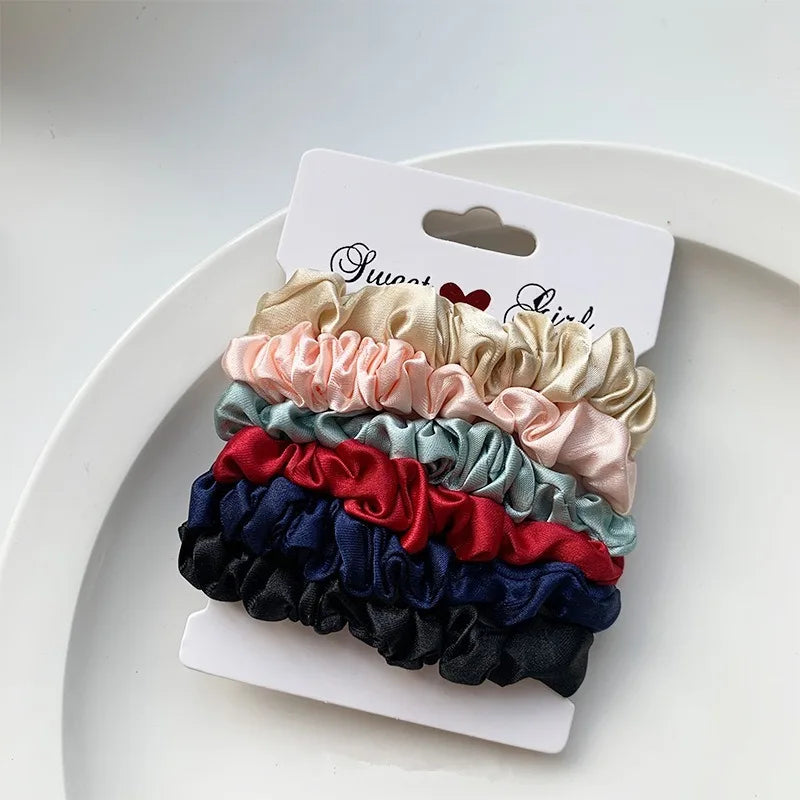 6/12 PCS Satin Hair Ties for Women – Soft Elastic Headbands | Elegant Silk-Like Scrunchies | Gentle Ponytail Holders, 6/12 PCS Elegant women's headband, rubber band, elastic band, softer than silk hair | Satin headband |