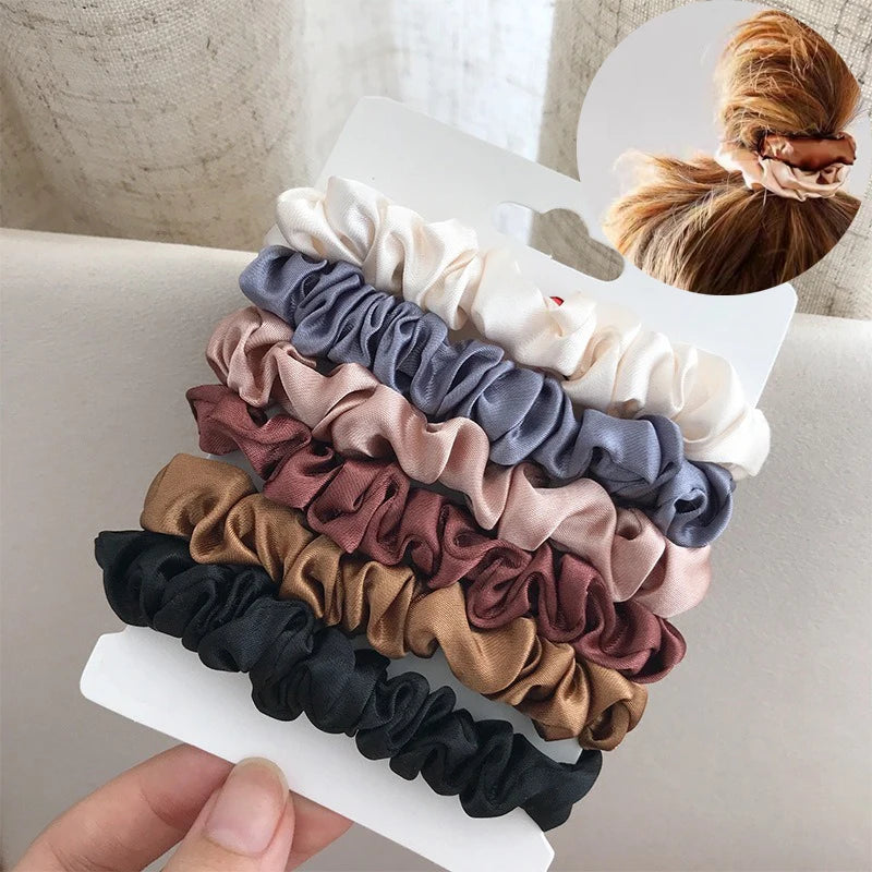 6/12 PCS Satin Hair Ties for Women – Soft Elastic Headbands | Elegant Silk-Like Scrunchies | Gentle Ponytail Holders, 6/12 PCS Elegant women's headband, rubber band, elastic band, softer than silk hair | Satin headband |