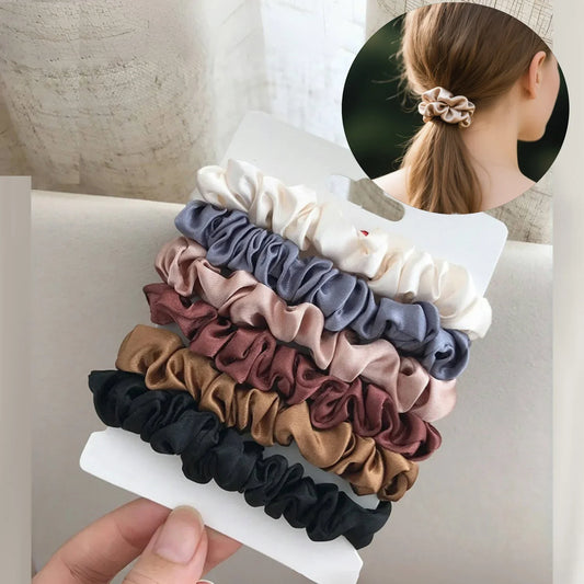 6/12 PCS Satin Hair Ties for Women – Soft Elastic Headbands | Elegant Silk-Like Scrunchies | Gentle Ponytail Holders, 6/12 PCS Elegant women's headband, rubber band, elastic band, softer than silk hair | Satin headband |